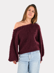 Maira off shoulder knit - bordeaux