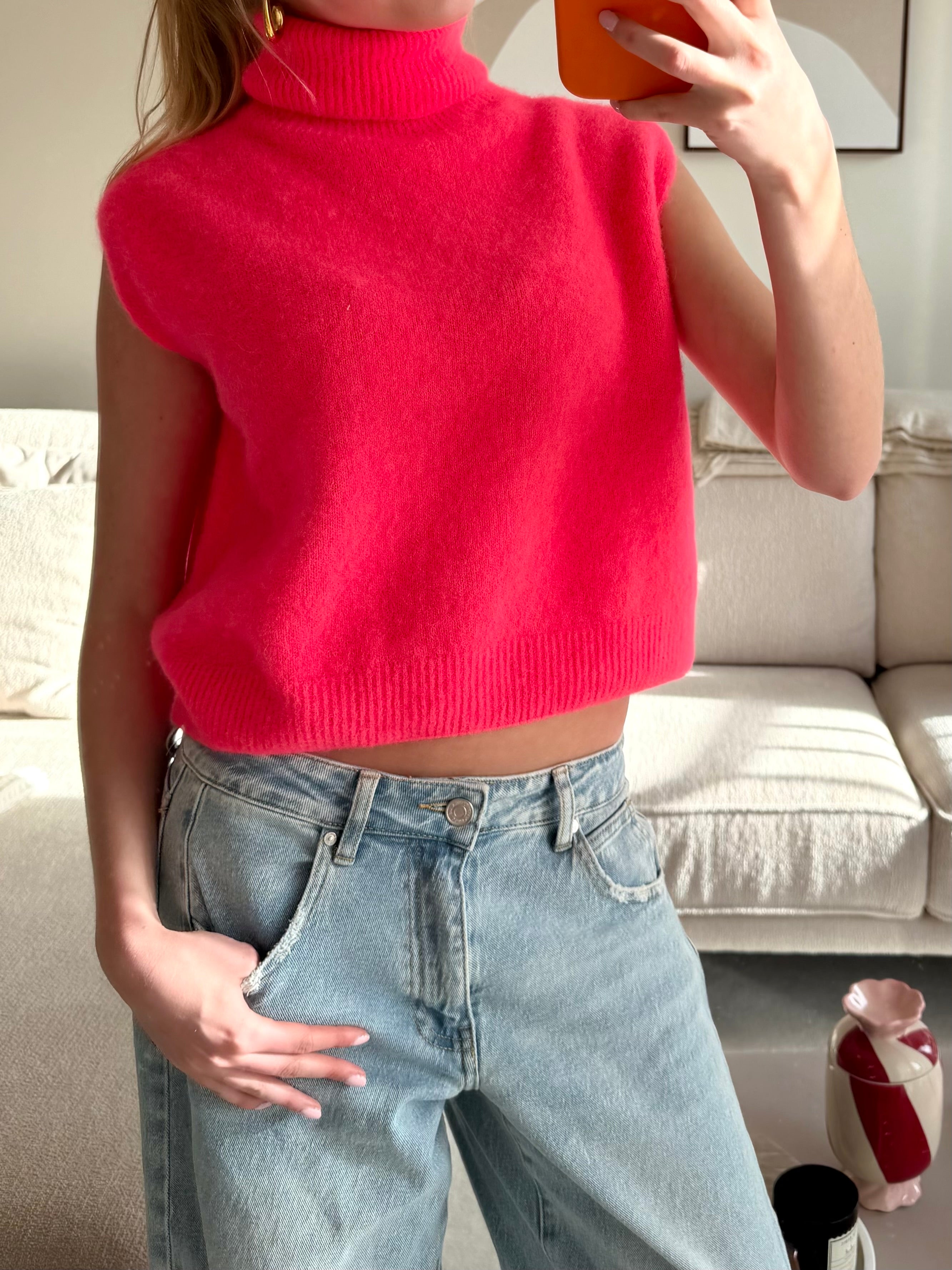 Cozy high knit - coral