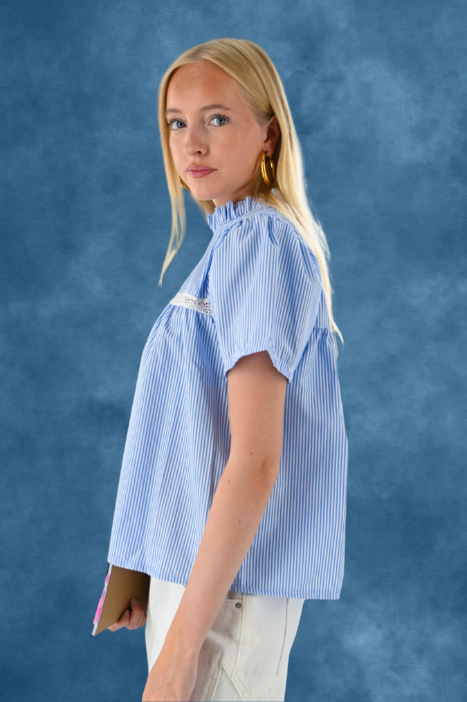 Serena Bluse gestreift - blau/weiß