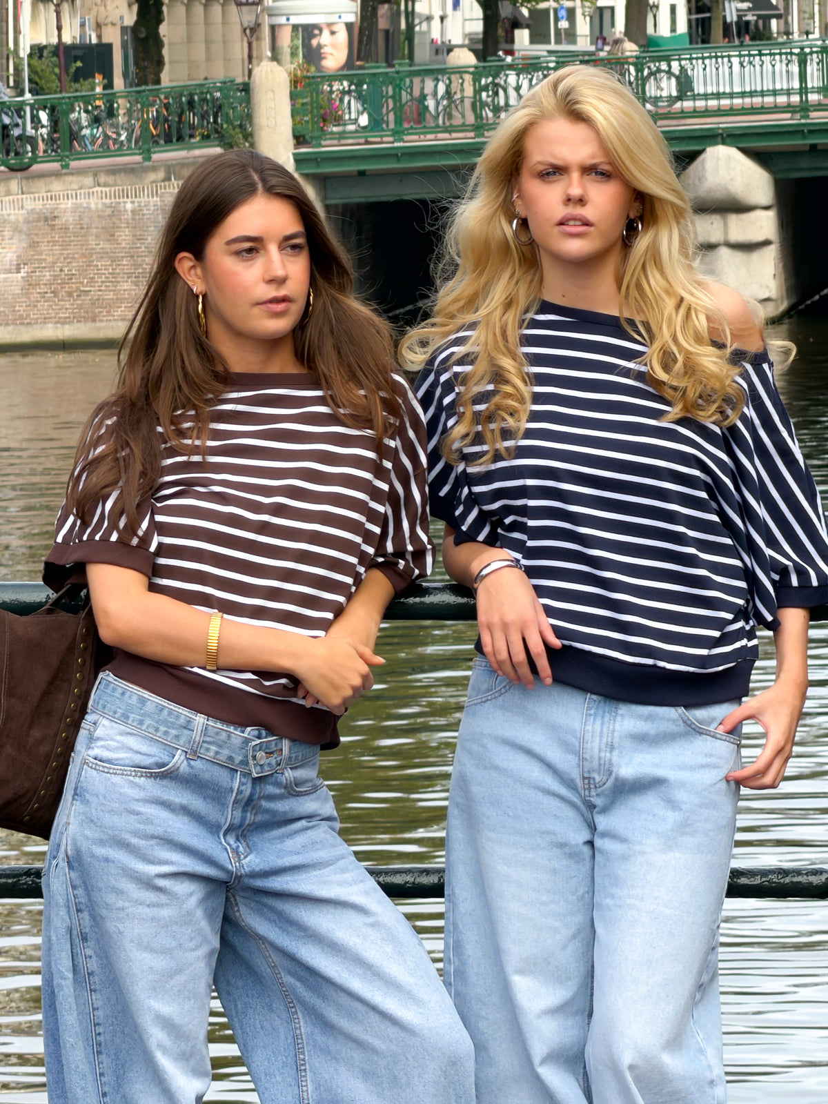 Norah striped top - navy / wit