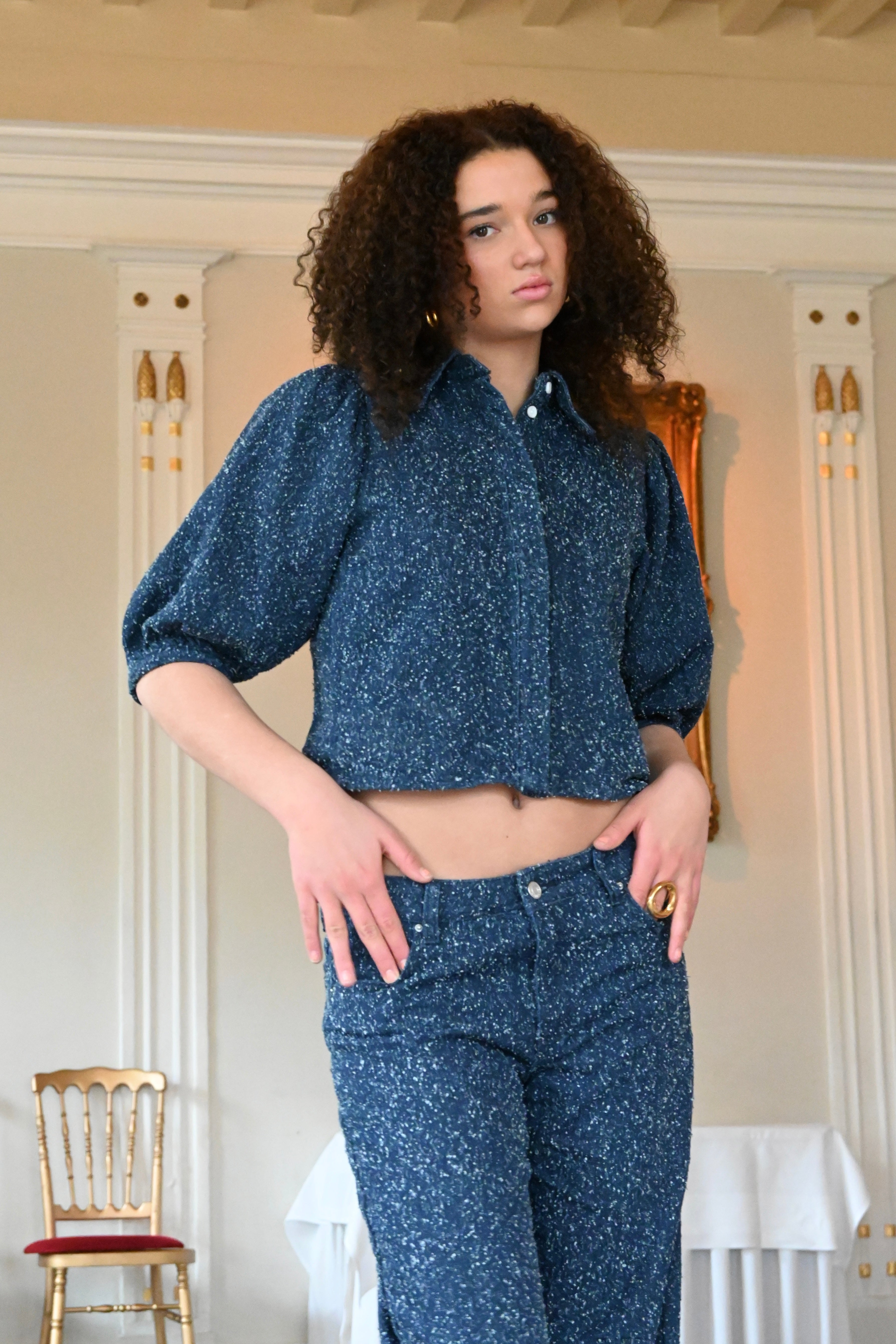 Denim glow top - blue