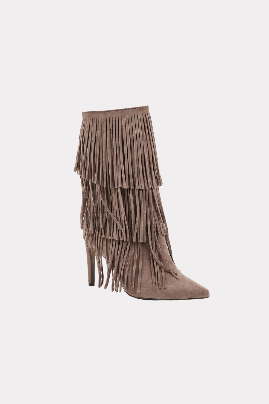 Nova fringed heeled boots - taupe