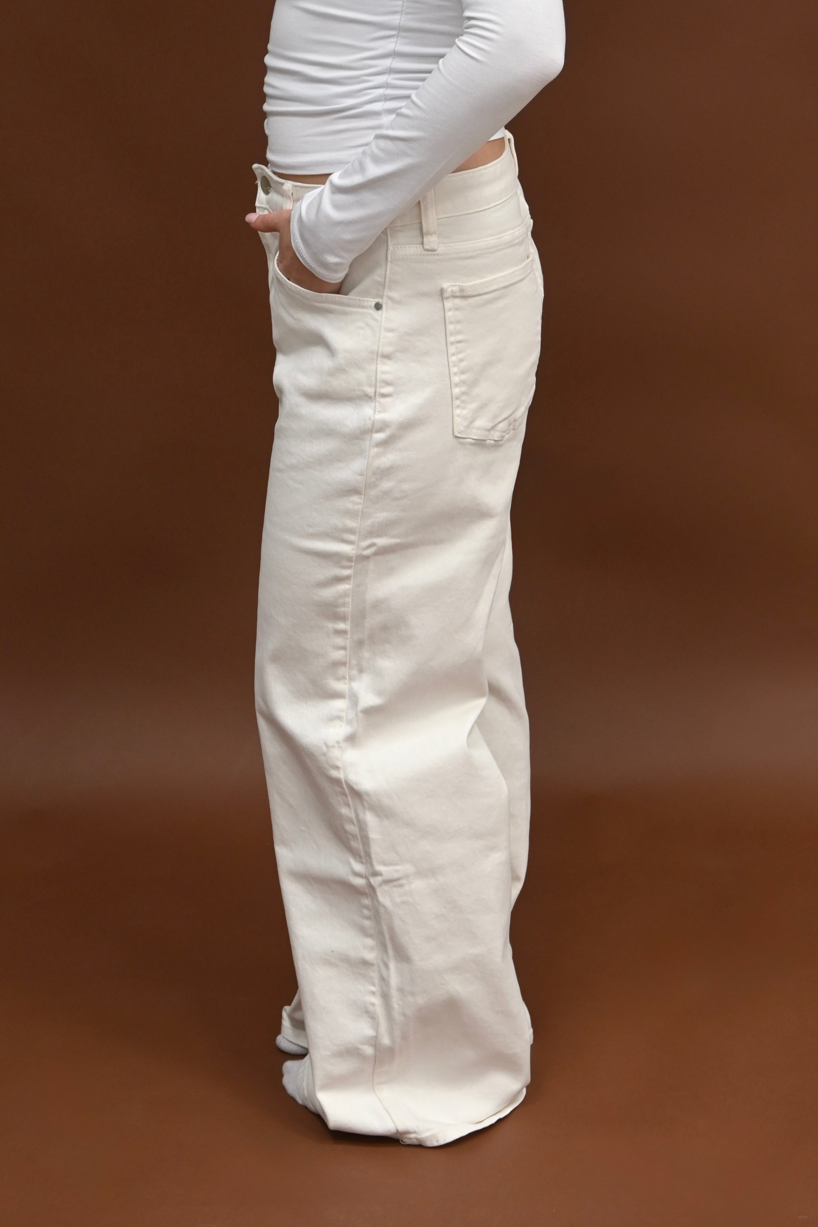 Jeans larges "Calm" - crème