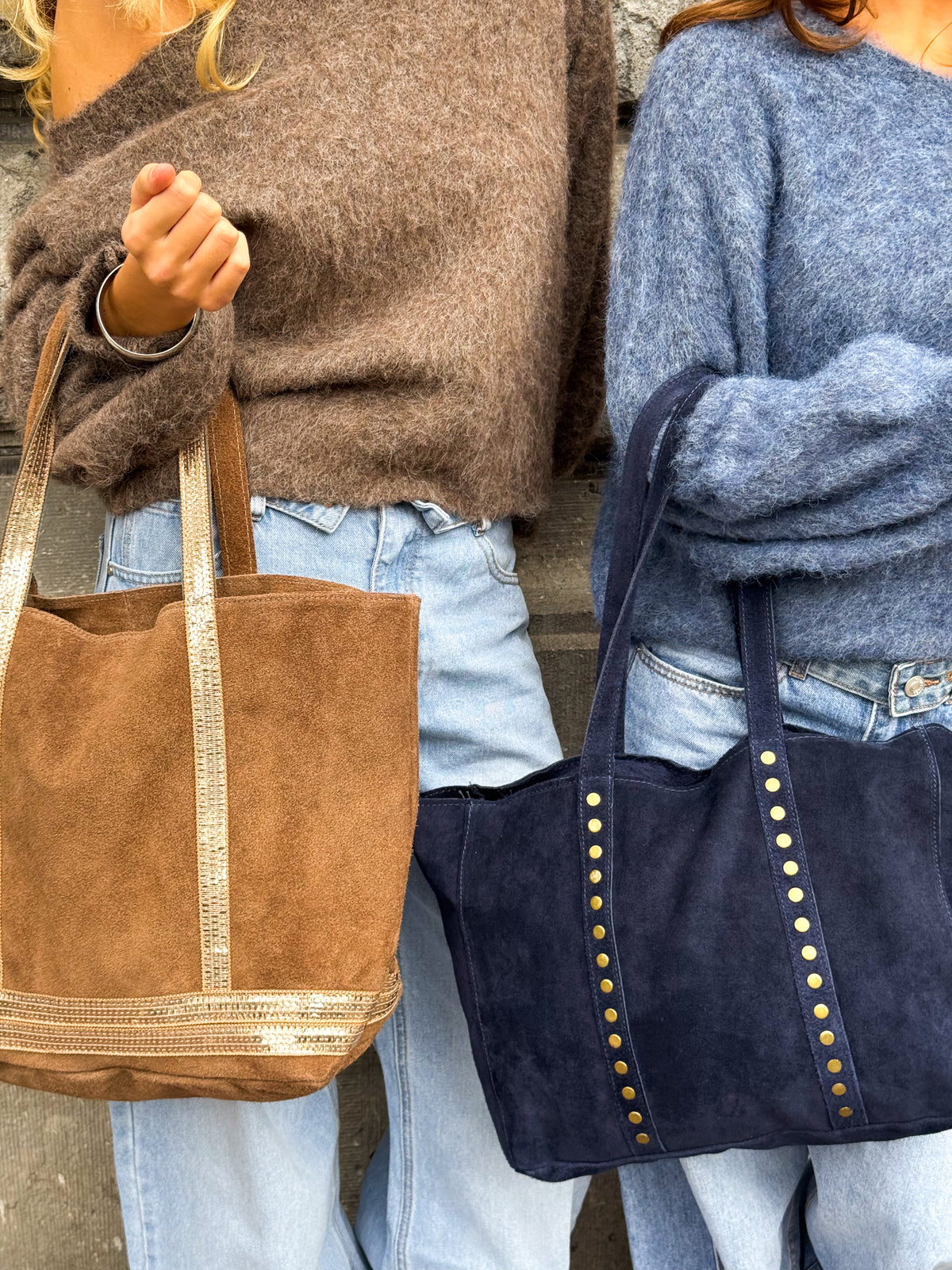 Trendige Tasche - Taupe/Gold