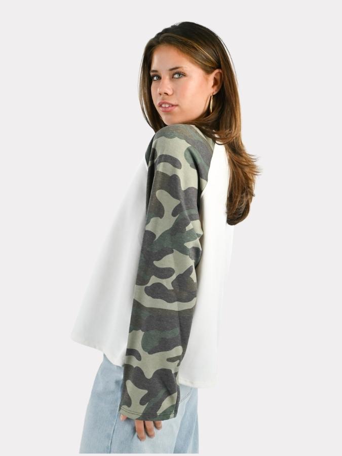 Camo longsleeve - groen/wit