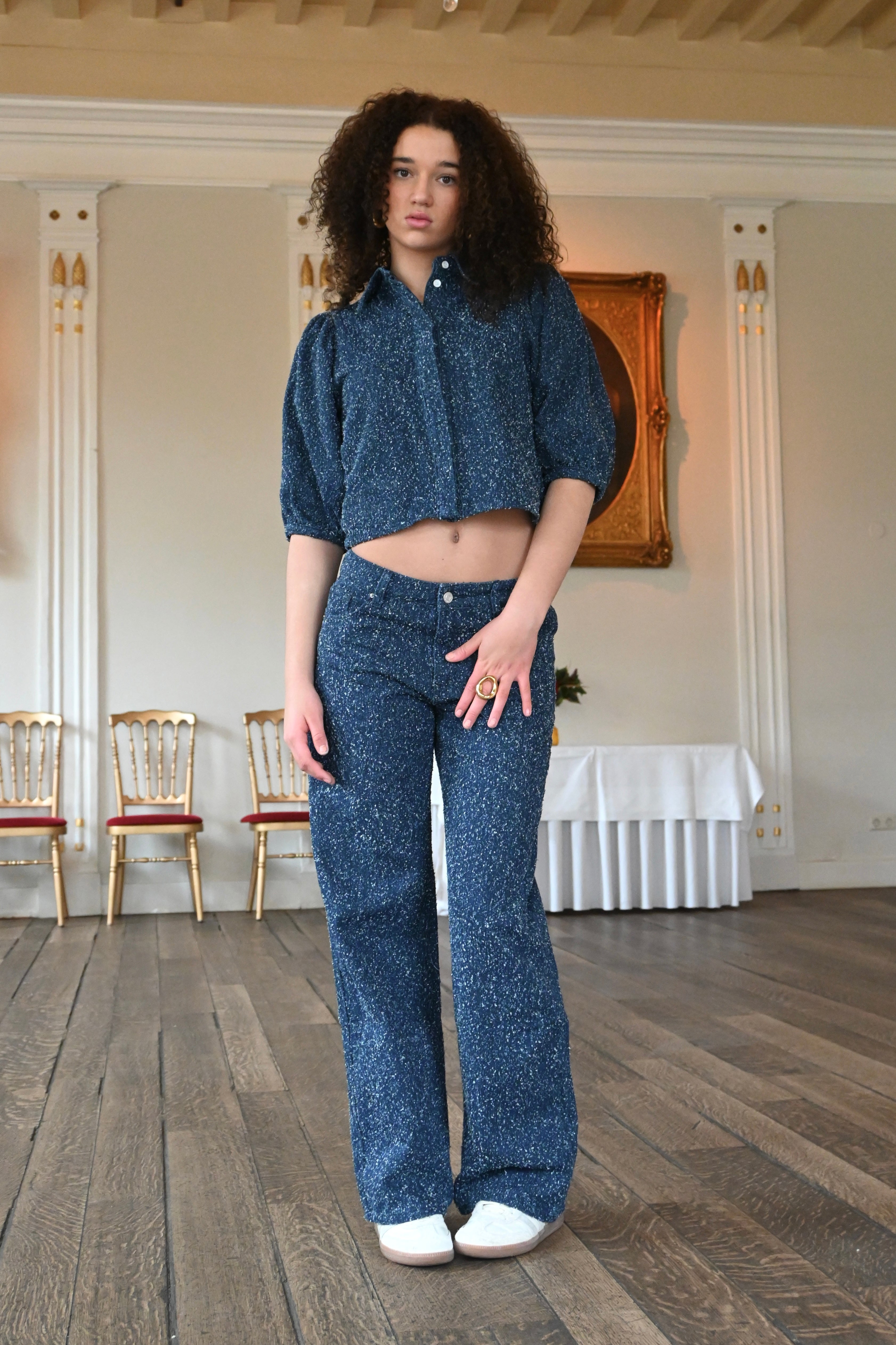 Denim glow top - blauw