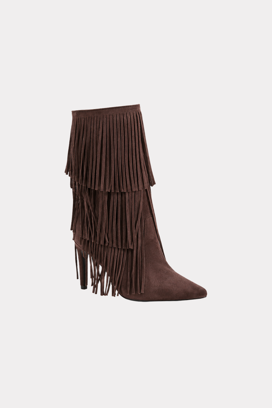 Nova fringed heeled boots - donker bruin