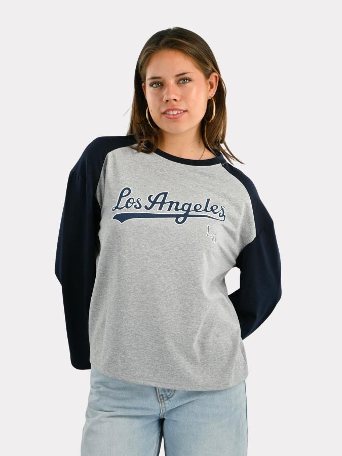 LA-Baseball-Langarmshirt – Navy/Grau