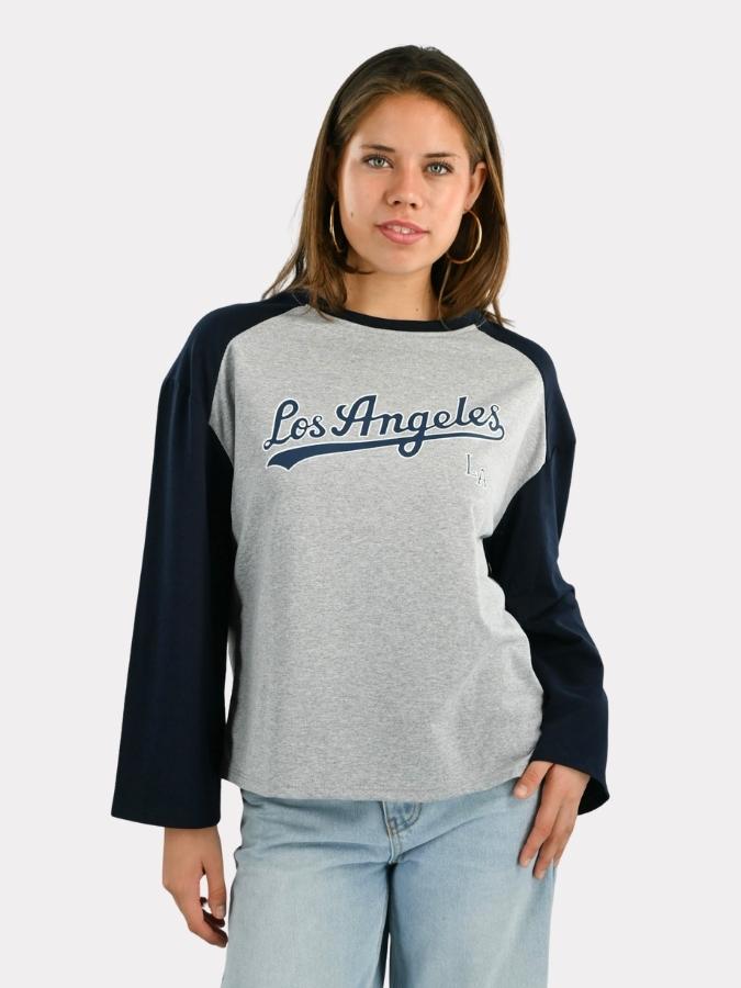LA-Baseball-Langarmshirt – Navy/Grau