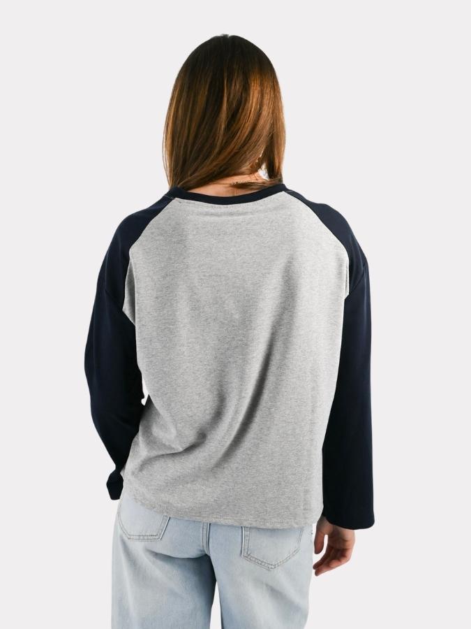 LA-Baseball-Langarmshirt – Navy/Grau