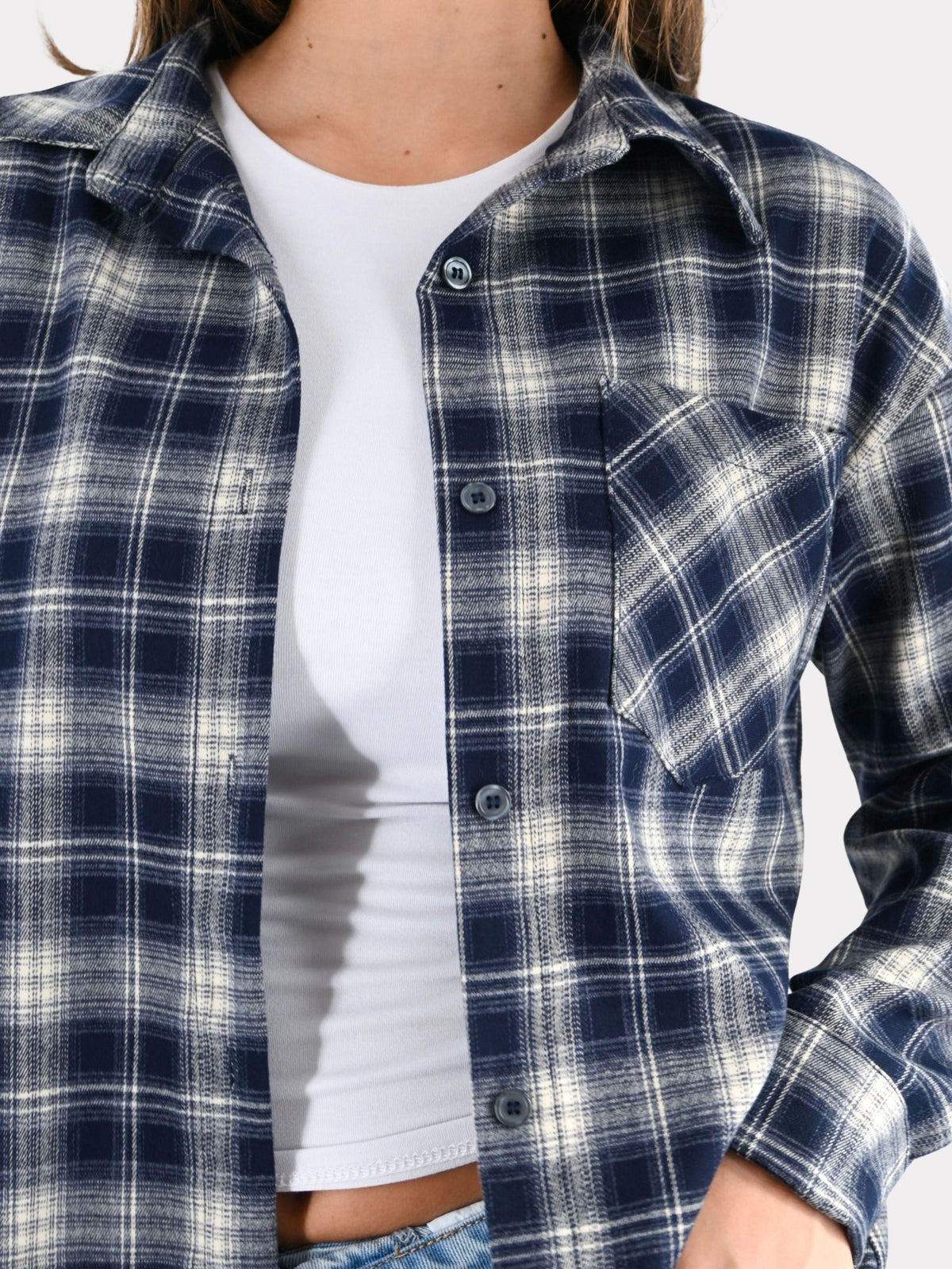 Flannel blouse - navy