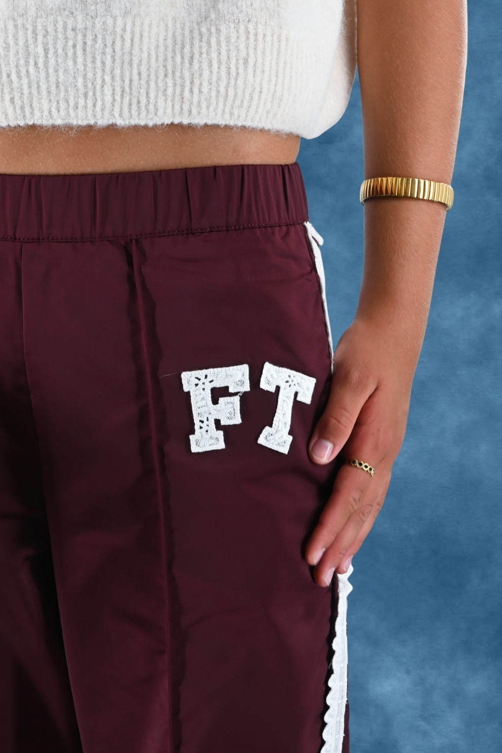 FT lace pants - burgundy