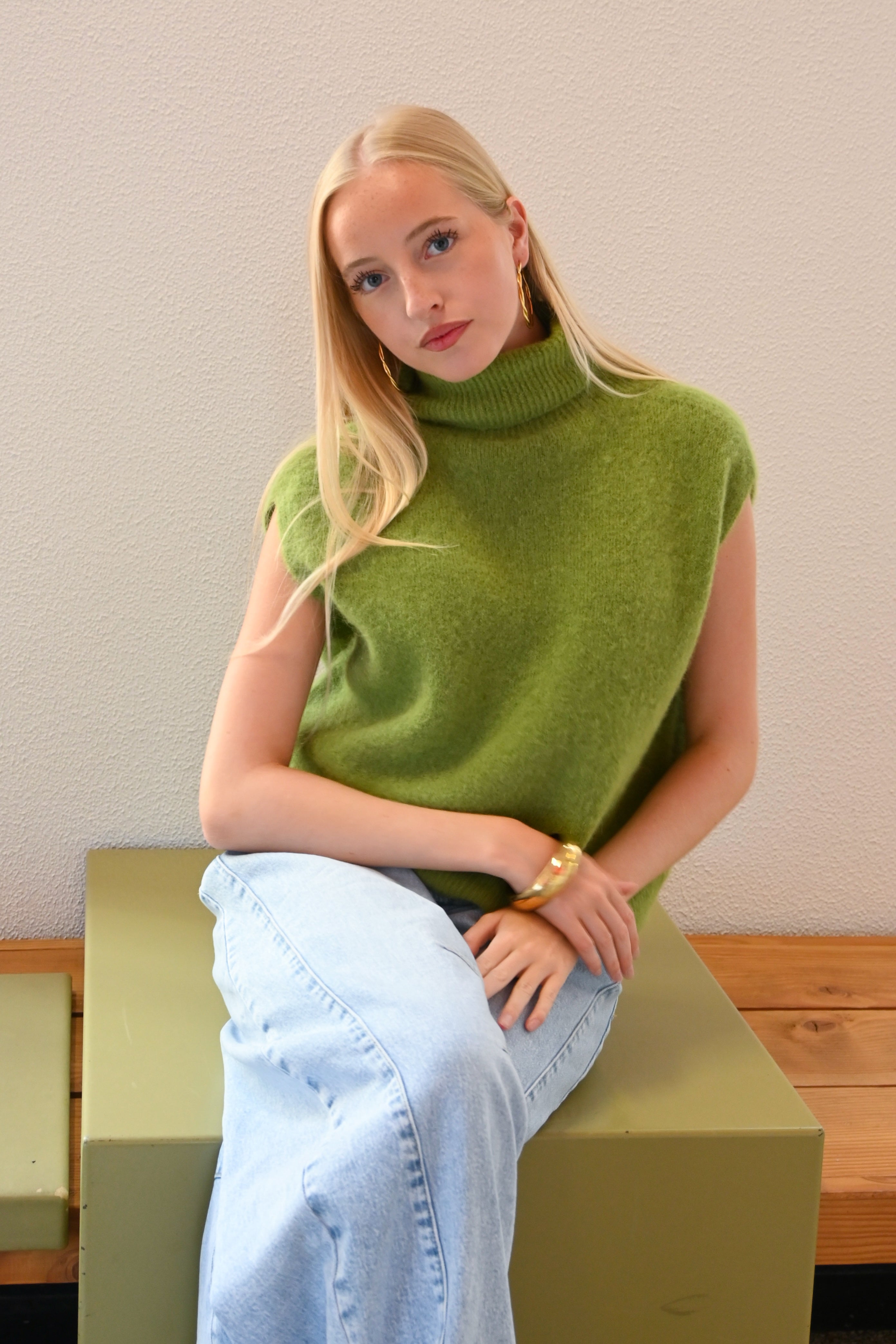 Cozy high knit - salie groen (pre-order)