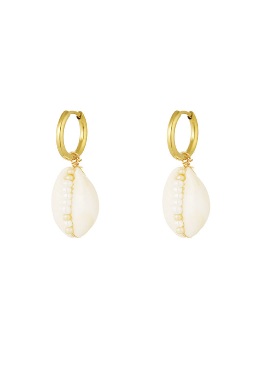 Sea shell earrings - goud/wit