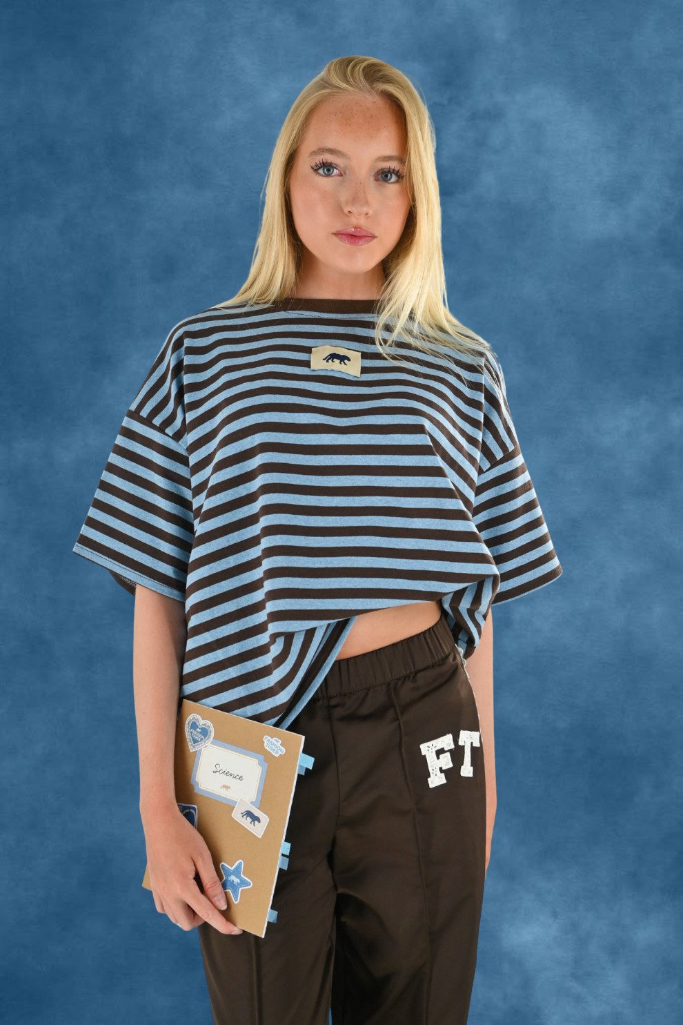 Striped tiger t-shirt - bruin/blauw