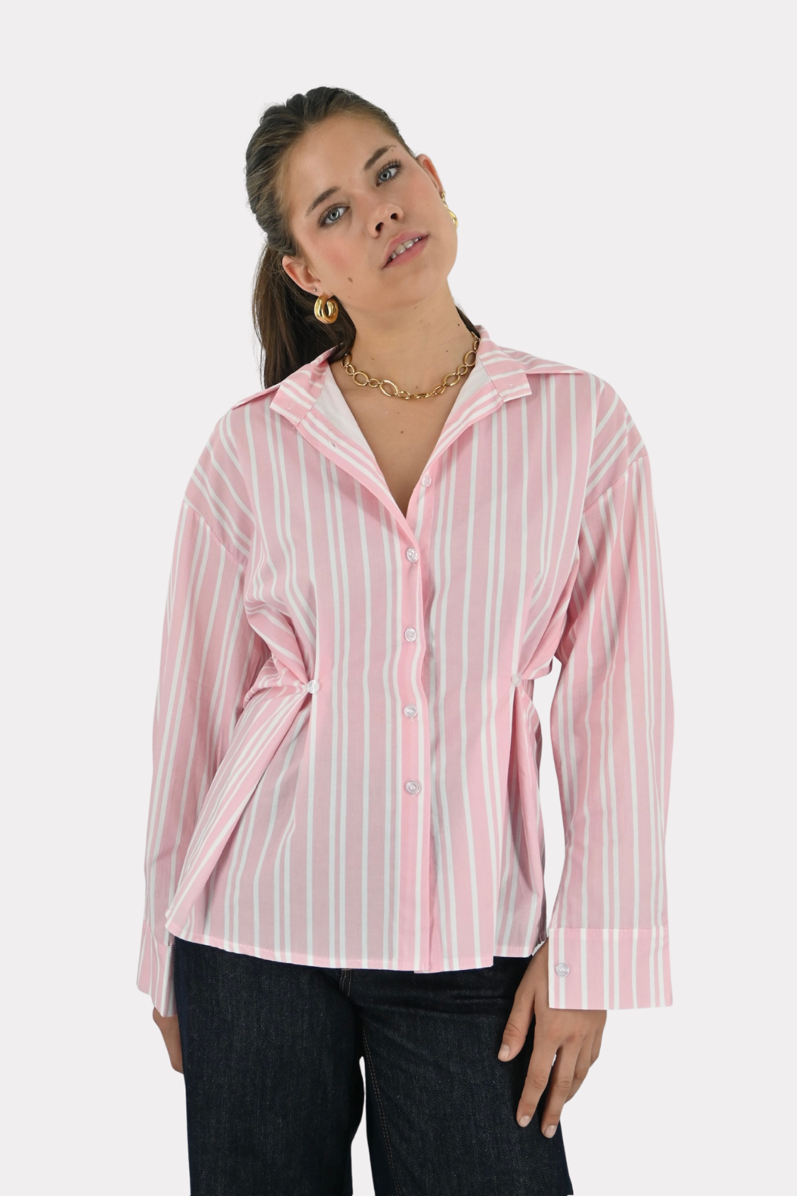Fay-blouse-striped-roze/wit-fashiontiger
