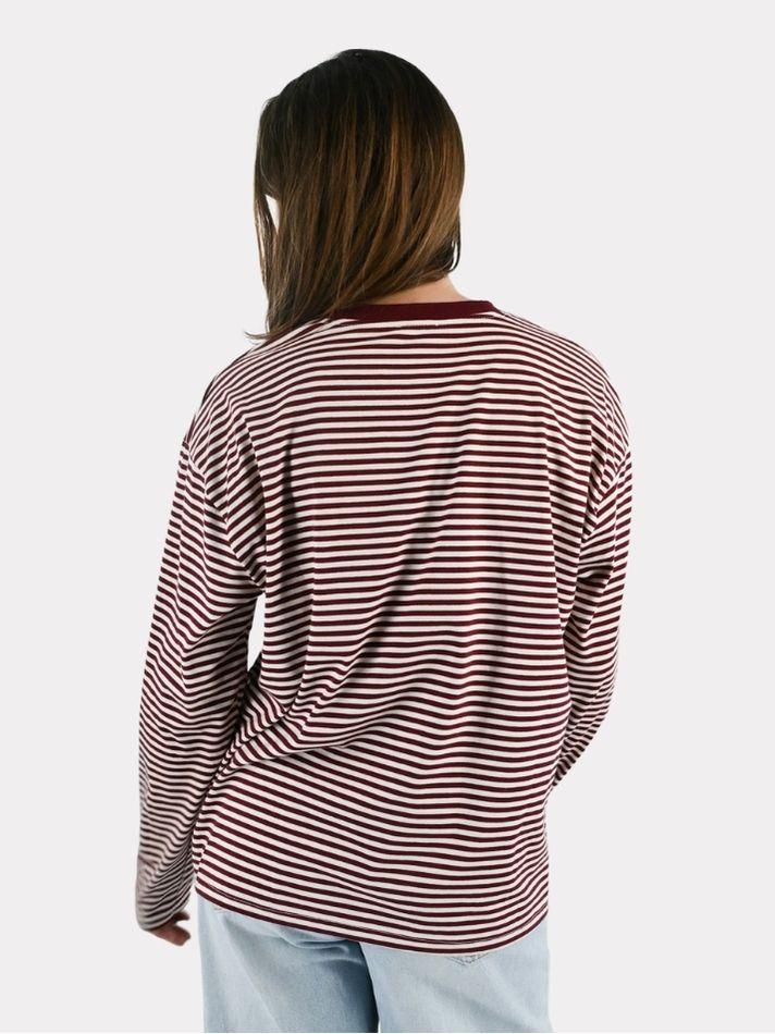Tiger striped longsleeve - bordeaux/wit