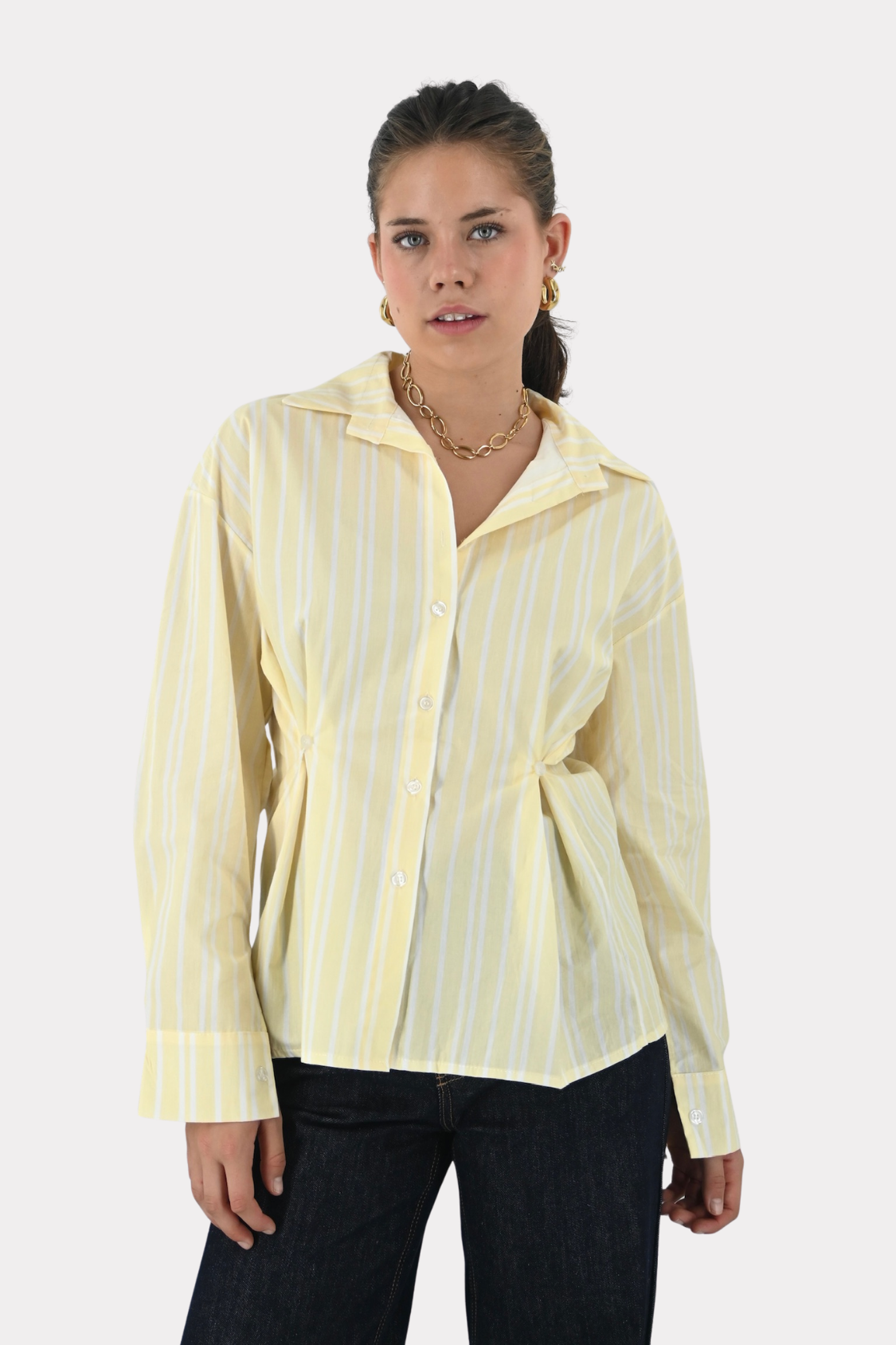 Fay-blouse-striped-pale-yellow/wit-fashiontiger-1