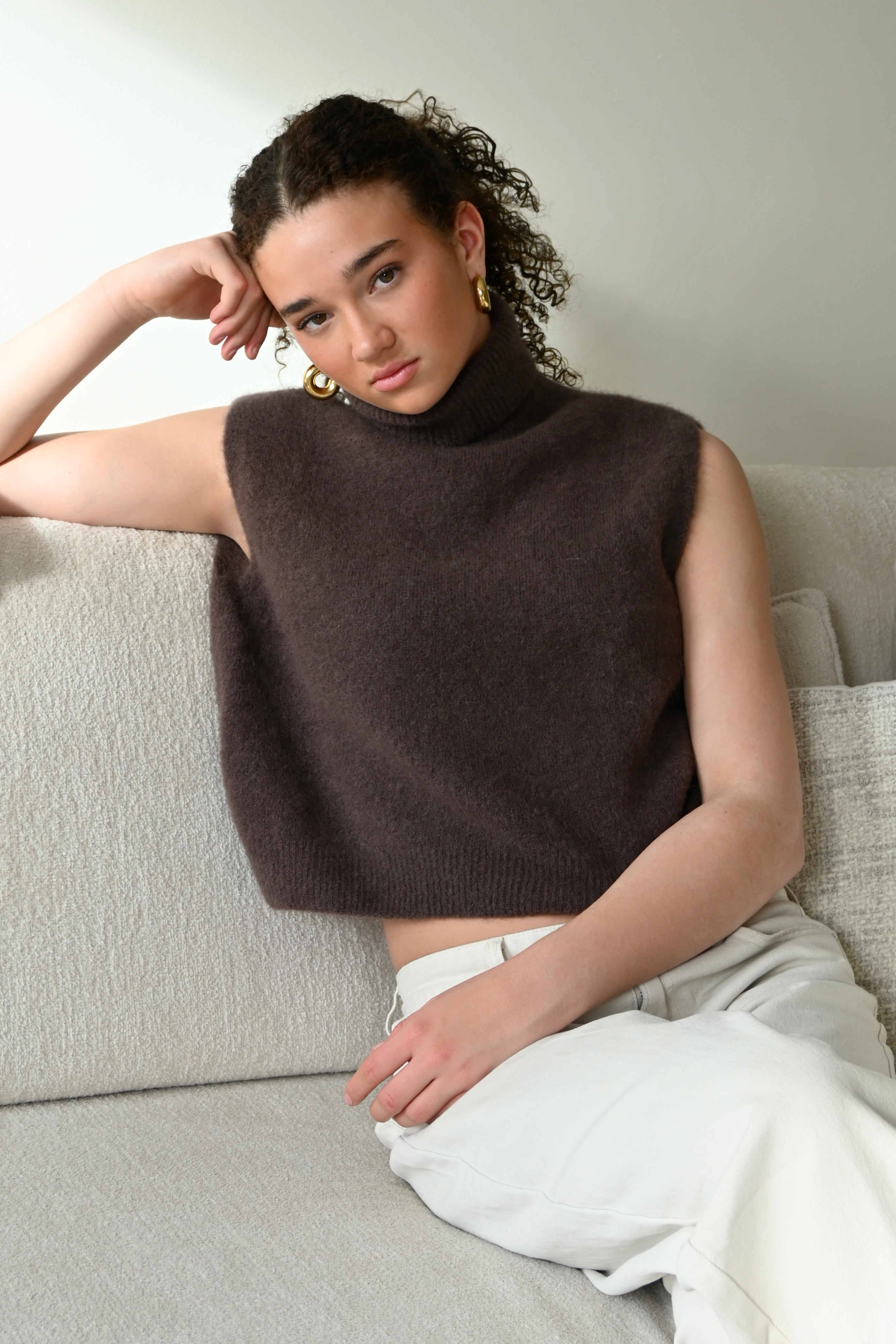 Cozy high knit - bruin