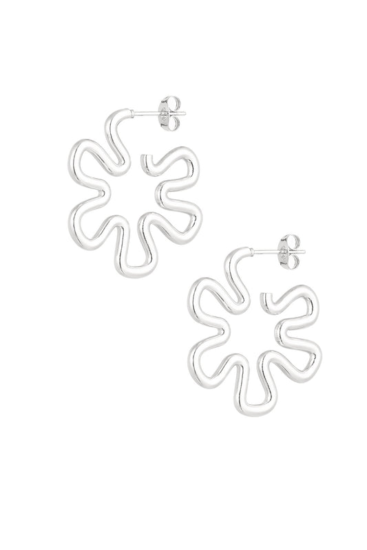 Funky flower earrings - zilver