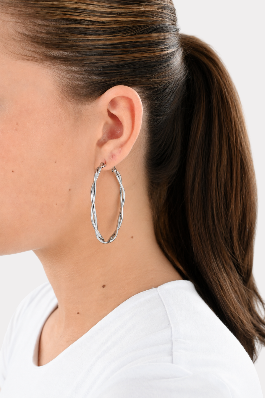Twisted hoops - silver