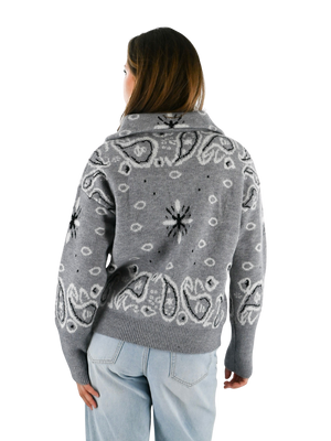 Aspen bandana zipper knit - grijs