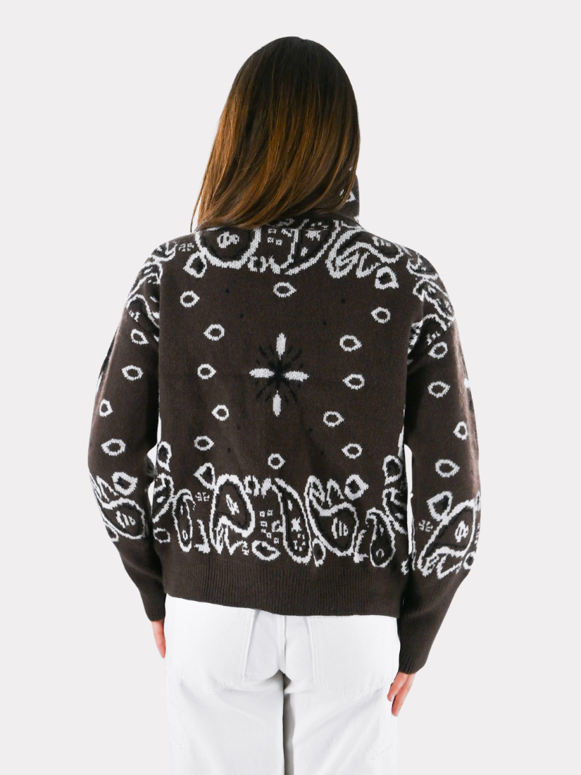 Aspen Bandana-Zipper-Strickpullover – braun