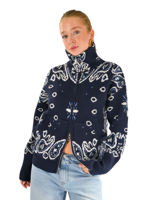Aspen bandana zipper knit - navy