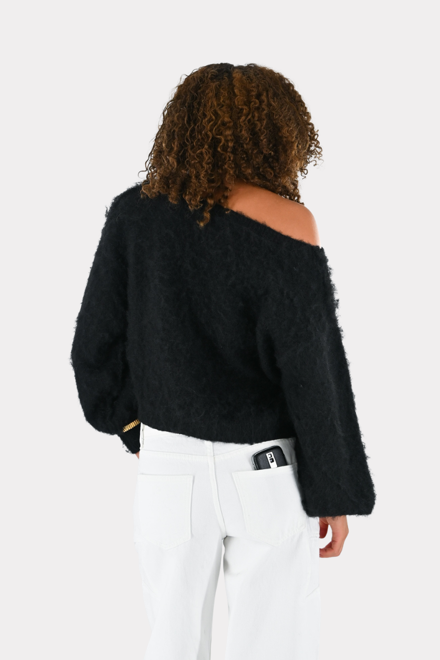 Maira off shoulder knit - zwart