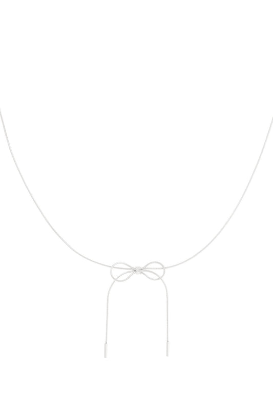 Put a bow on it necklace - Zilver