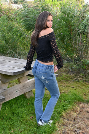 Superstar Mid Waist Flared Jeans - Blau