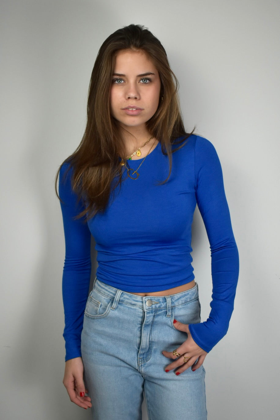 Basic top LONG - cobalt