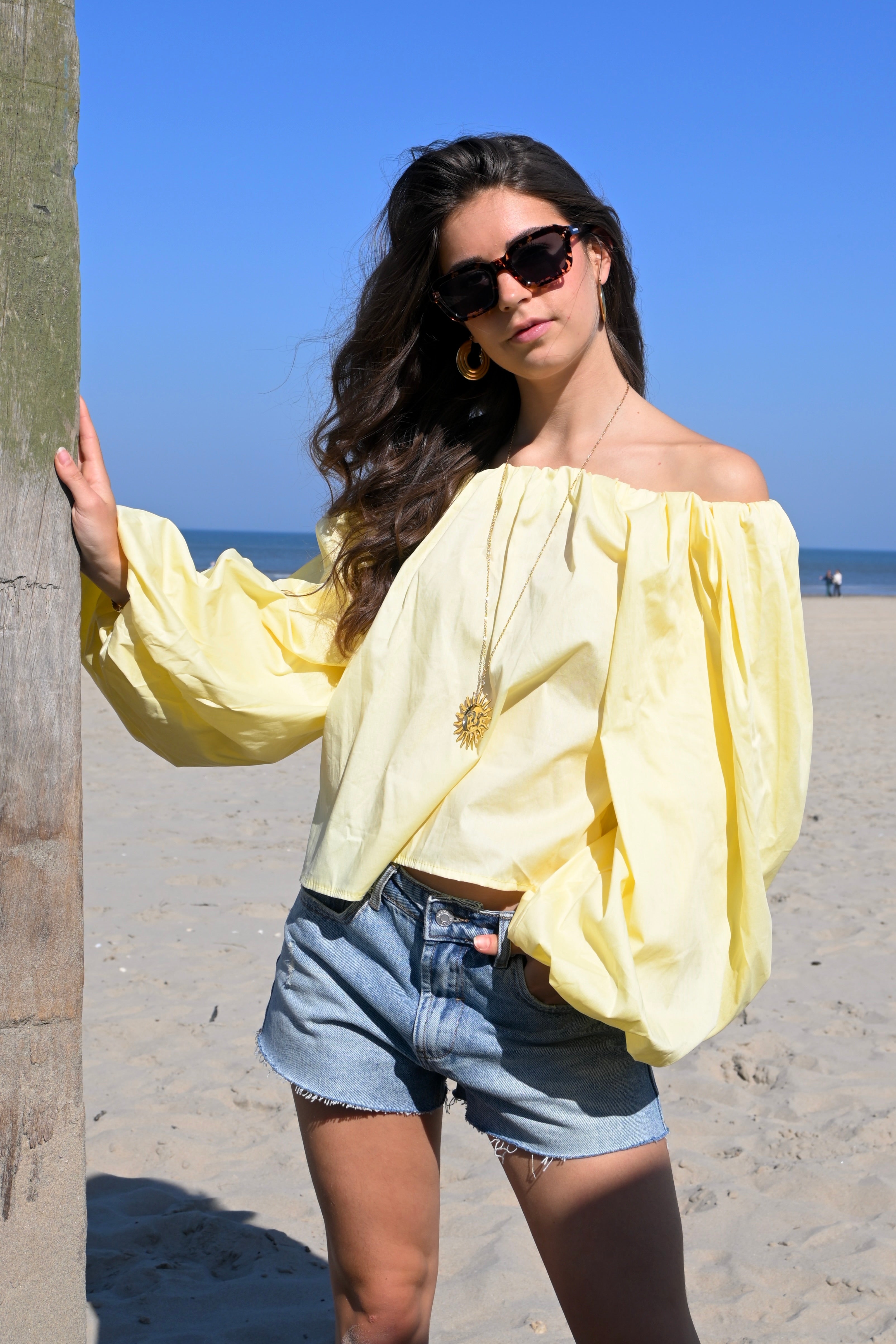 pale yellow blouse