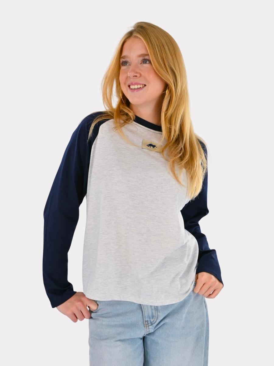 Tiger t-shirt de baseball à manches longues - bleu marine/gris