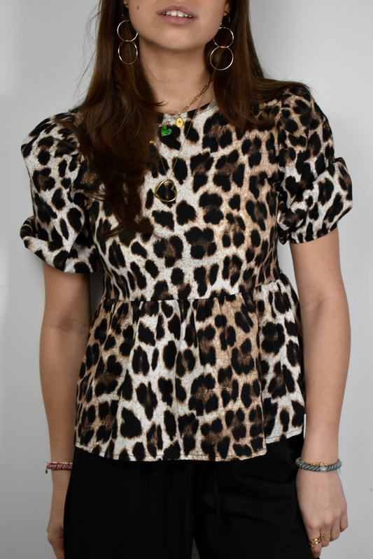 Eve blouse cheetah - bruin