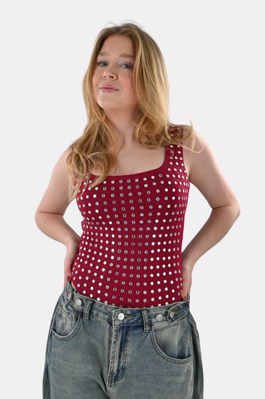 Amelie studded body - bordeaux - Fashiontiger 7