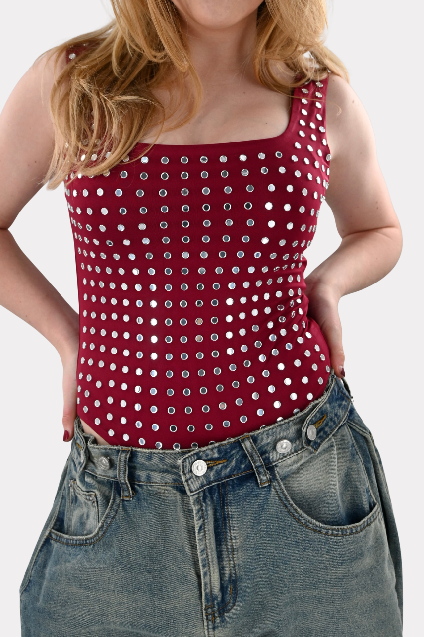 Amelie studded body - bordeaux - Fashiontiger 8