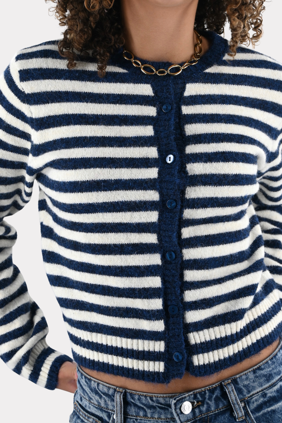Ayla cardigan - navy/wit - fashiontiger 5