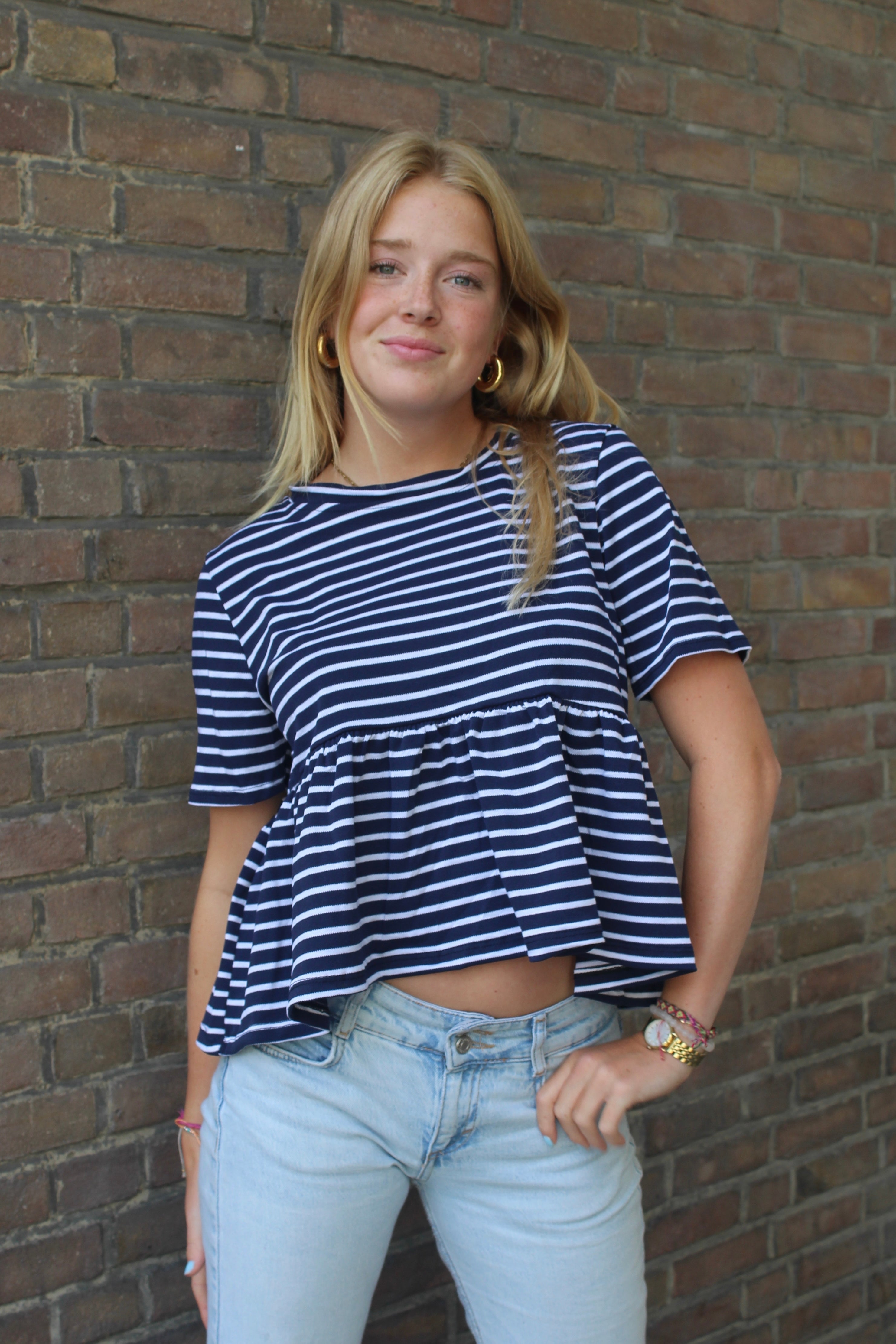 Striped top - white