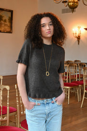 Ruffle knit top - bruin