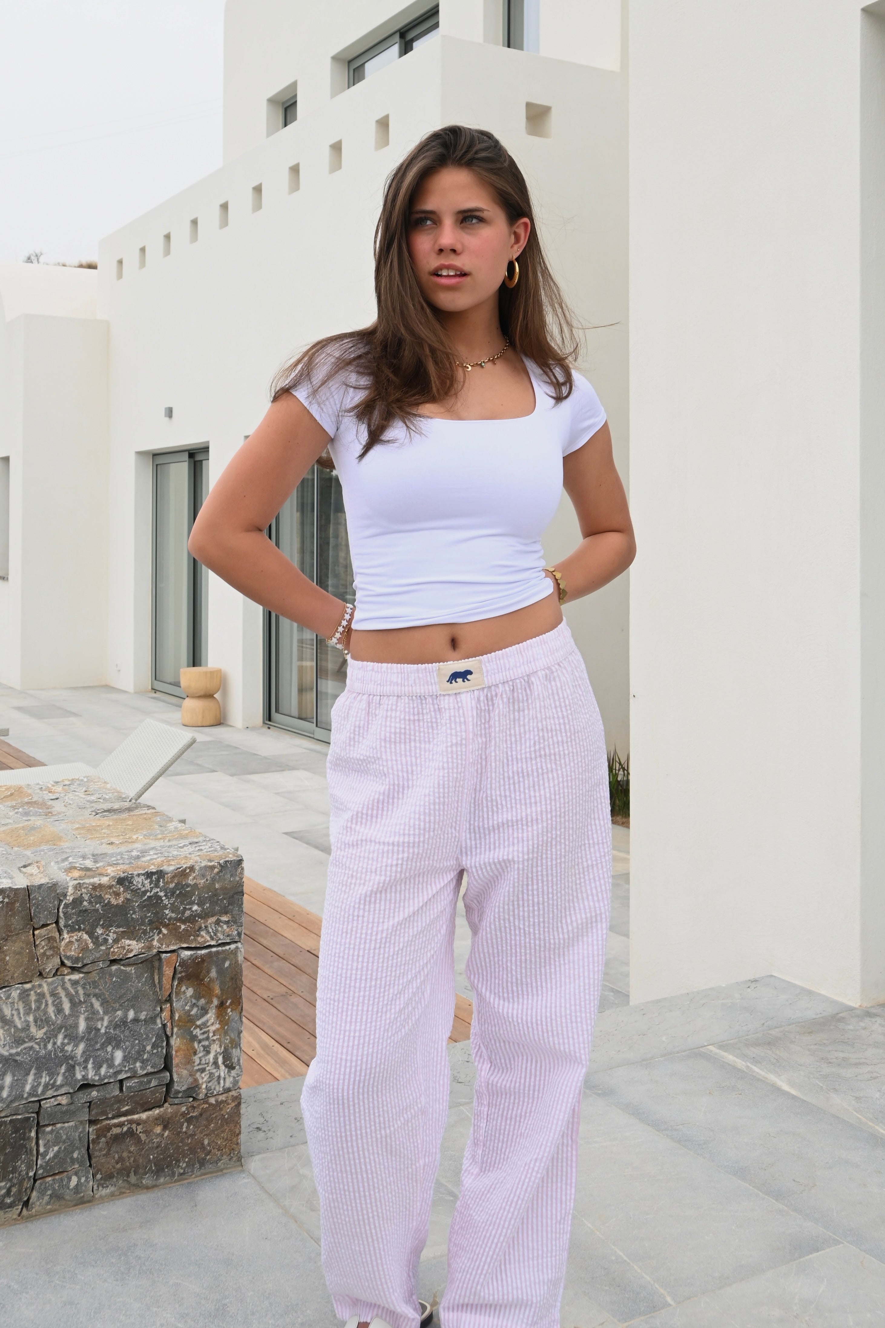 Limited tiger pants striped - pink/white