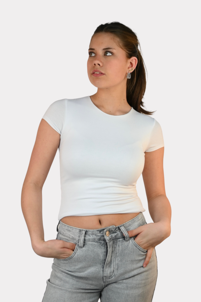 Basic top korte mouw - wit - Fashiontiger 6