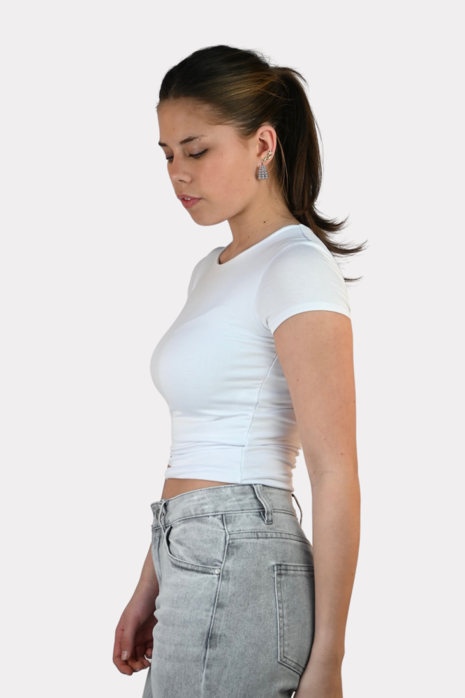 Basic top korte mouw - wit - Fashiontiger 8
