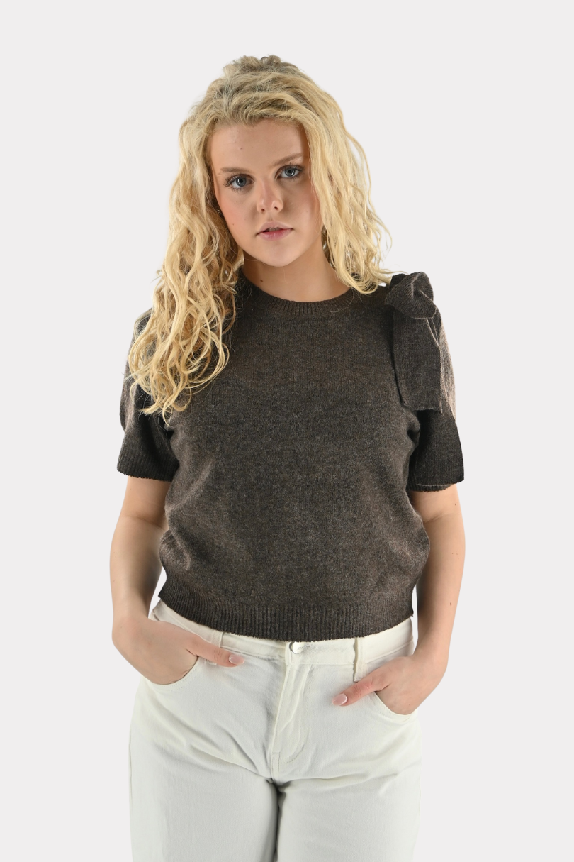 Bow side knit - bruin - Fashiontiger 1