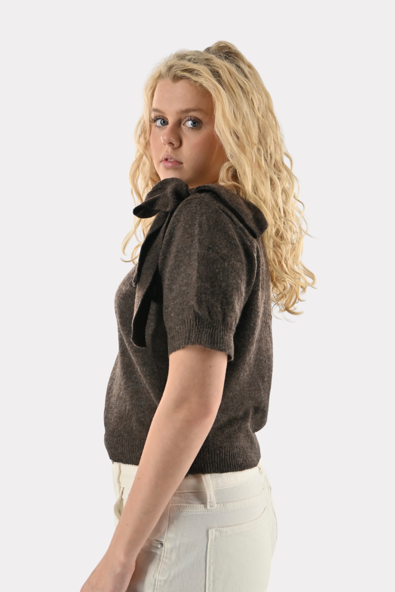 Bow side knit - bruin - Fashiontiger 2