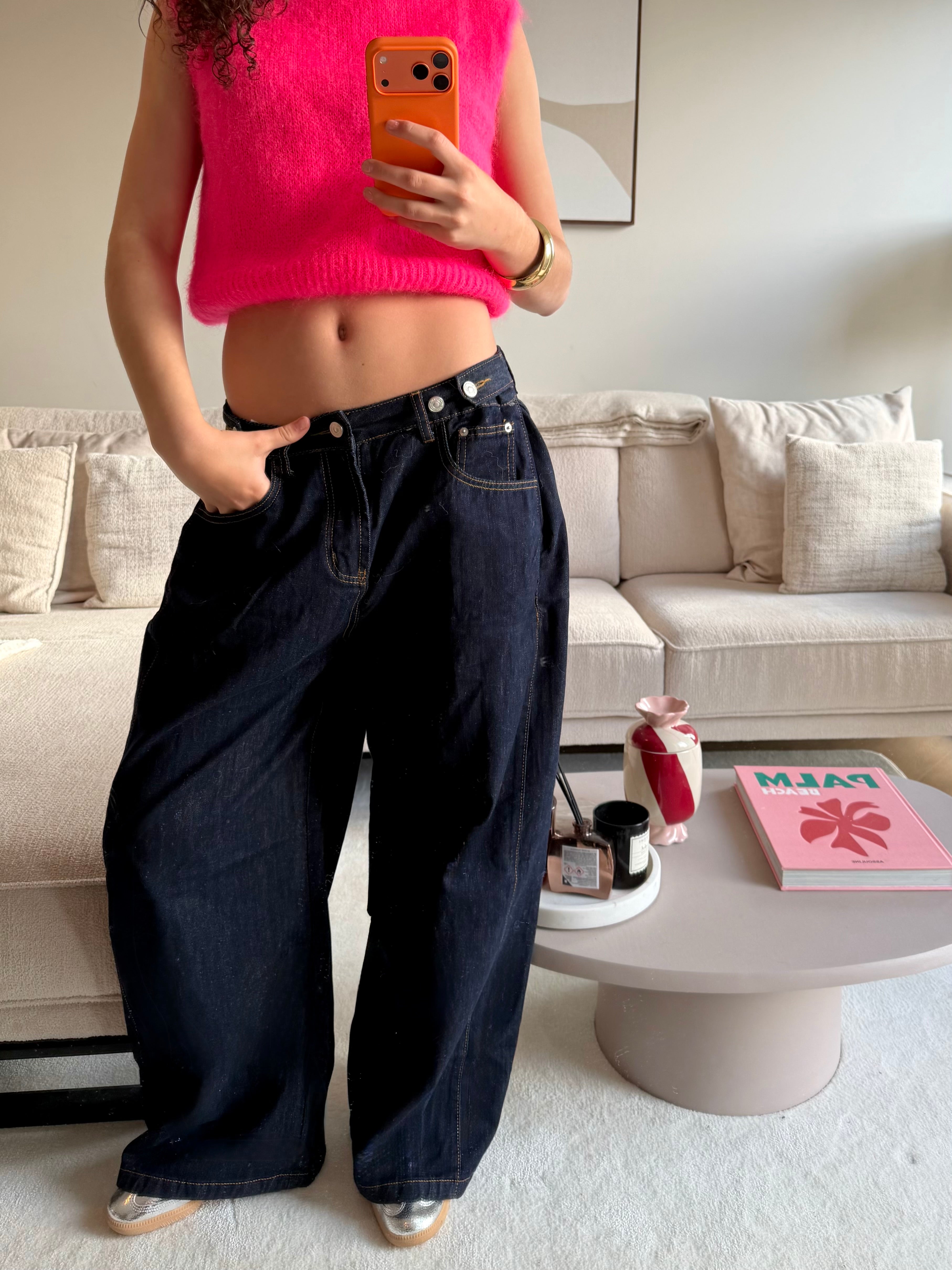 Button up jeans - donker blauw - Fashiontiger 1