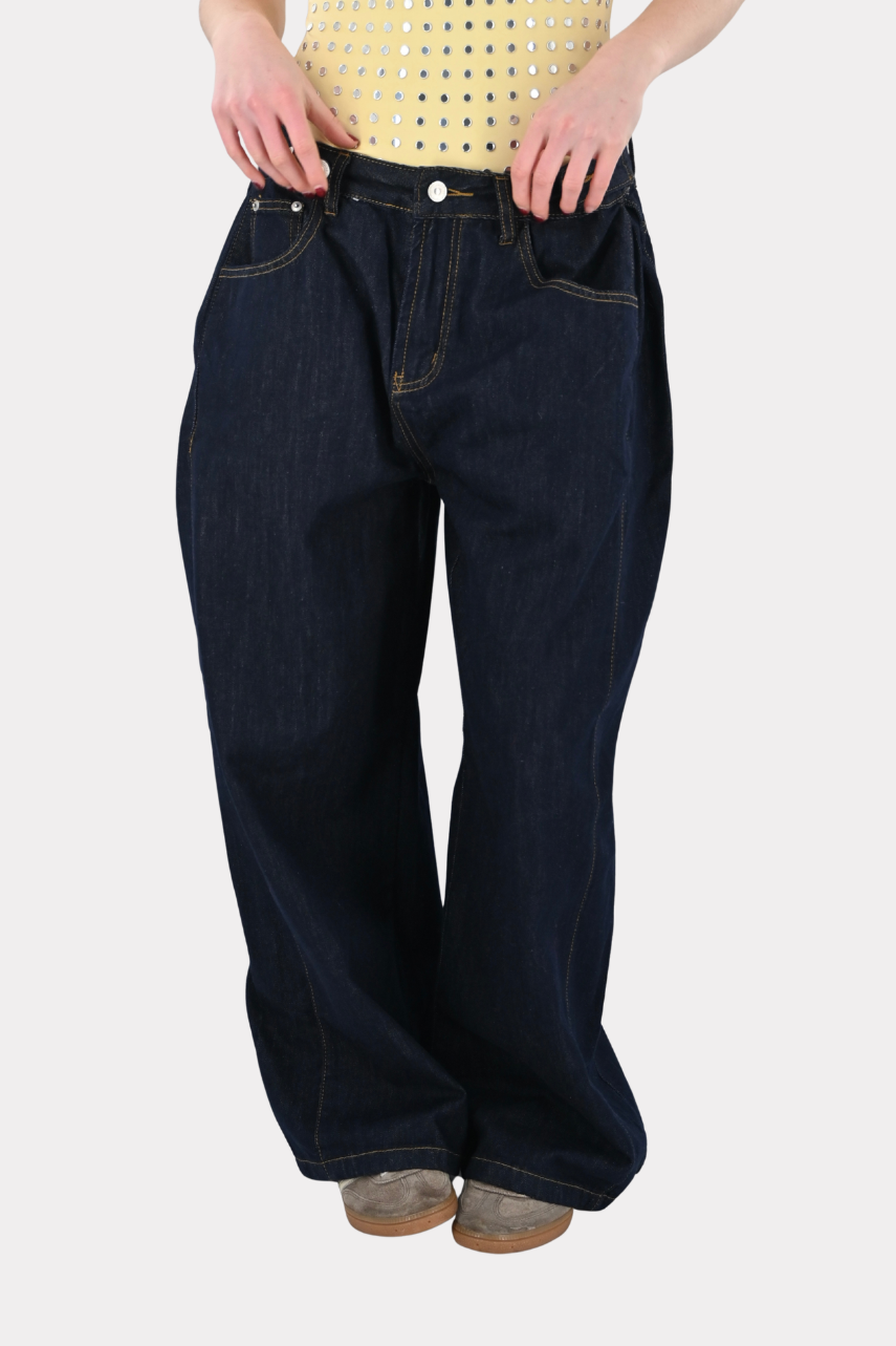 Button up jeans - donker blauw - Fashiontiger 4