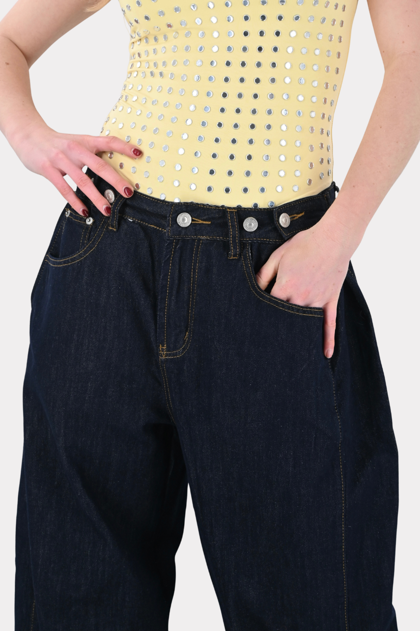 Button up jeans - donker blauw - Fashiontiger 5