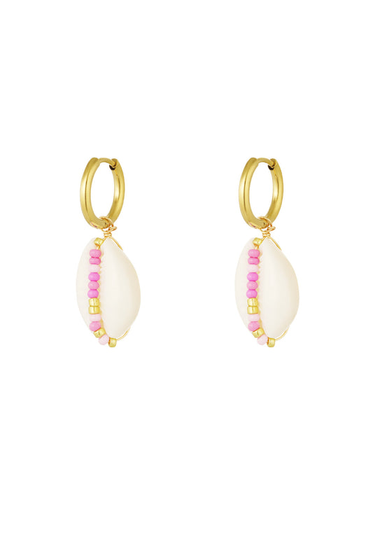 Sea shell earrings - goud/roze