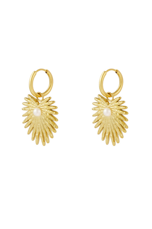 Palm pearl earrings - goud